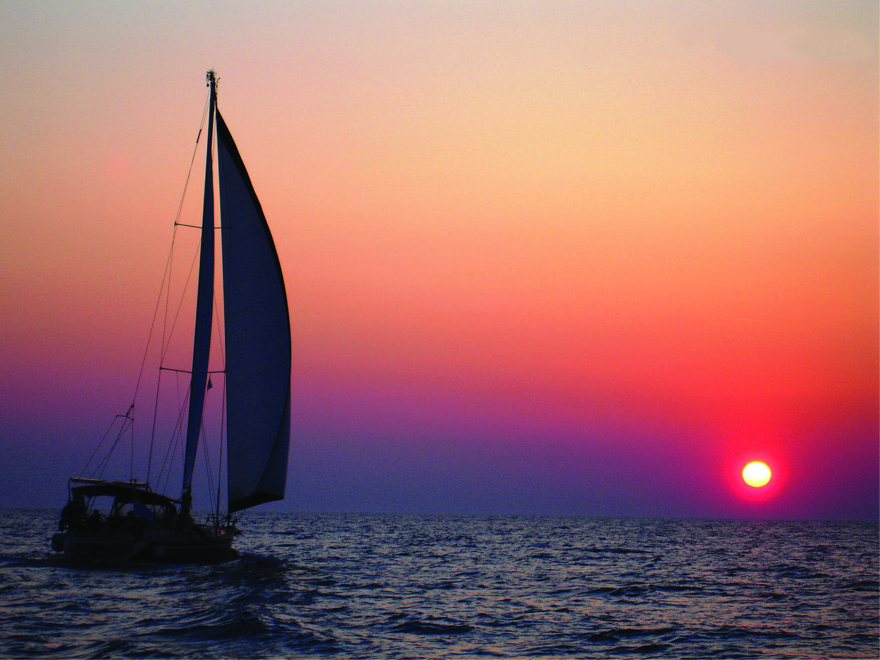 Sunset cruise at sea