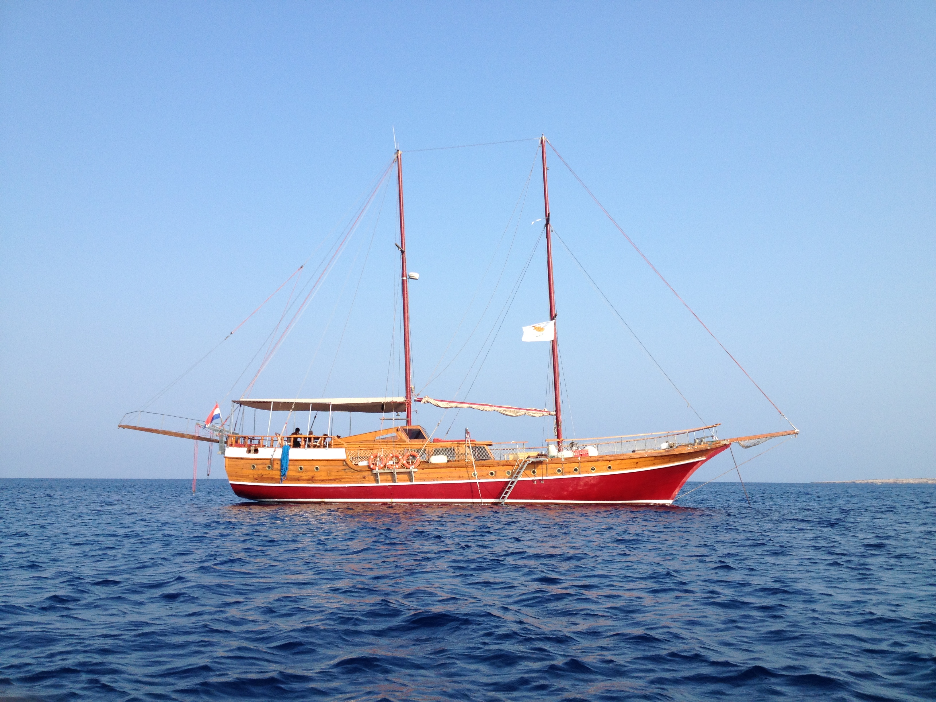 Wooden sailing yacht
