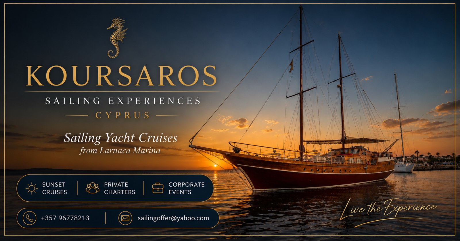 Koursaros Sailing Experiences Cyprus, luxury yacht cruises from Larnaca Marina