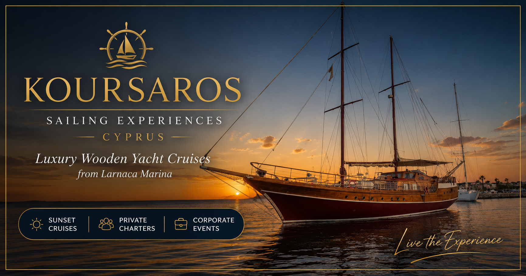 Koursaros Sailing Experiences Cyprus, luxury wooden yacht cruises from Larnaca Marina